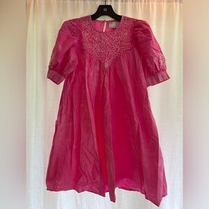 ASOS Pink Puff Sleeve Embroidered Babydoll Dress